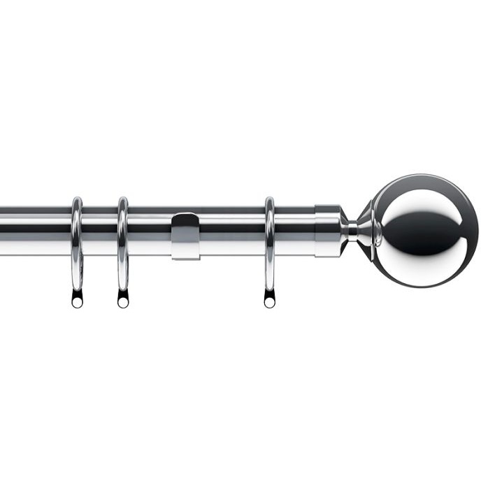 Speedy 28mm Nikola Fixed Metal Curtain Pole Set in Chrome