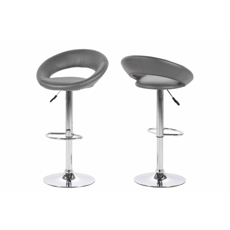 Plump Black Faux Leather Bar Stool