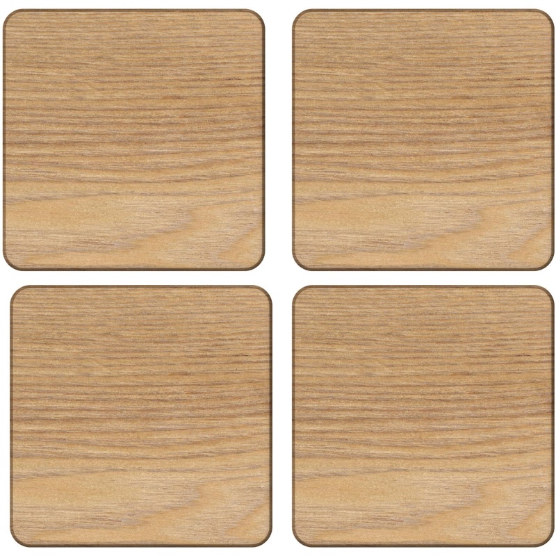 Oak Veneer Coasters Set Of 4