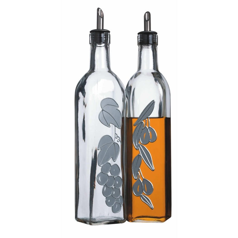 Kitchencraft Italian Glass Oil And Vinegar Set Of 2 Bottles 500Ml