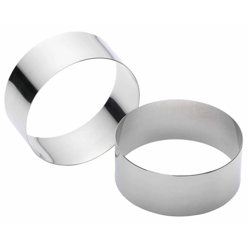 KitchenCraft Stainless Steel Large Cooking Ring 9cm Set of 2
