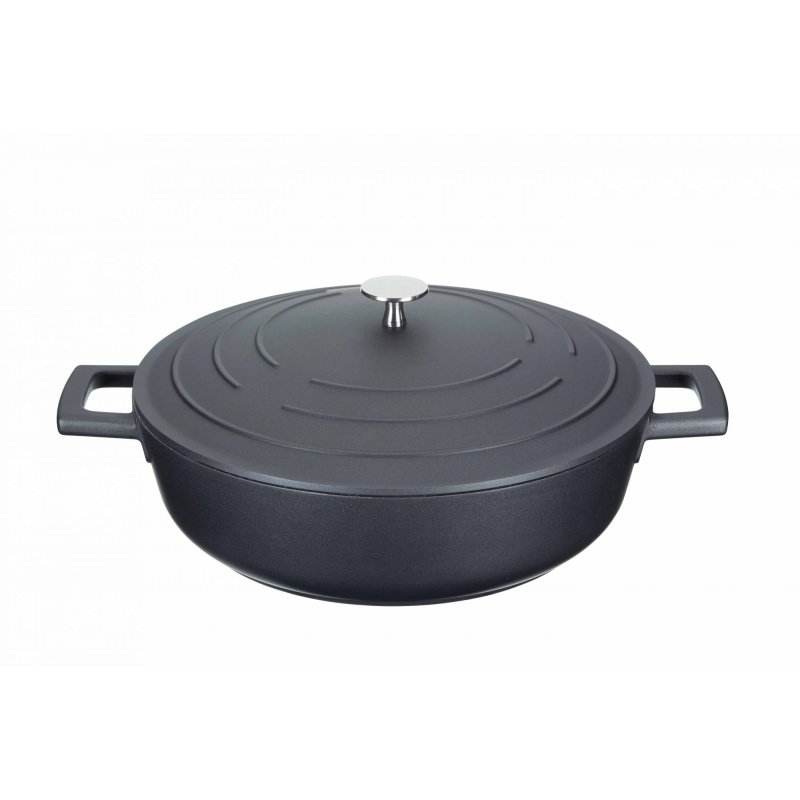 Masterclass Grey Cast Aluminium Shallow Casserole Dish 28Cm