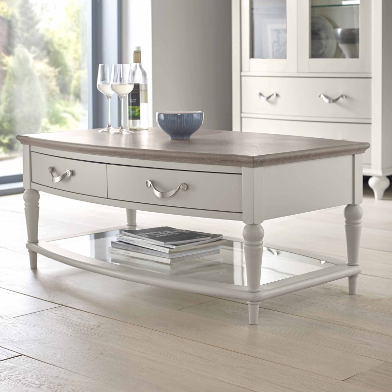 Bentley Designs Grey Montreal Rectangular Coffee Table - Washed Oak And Soft