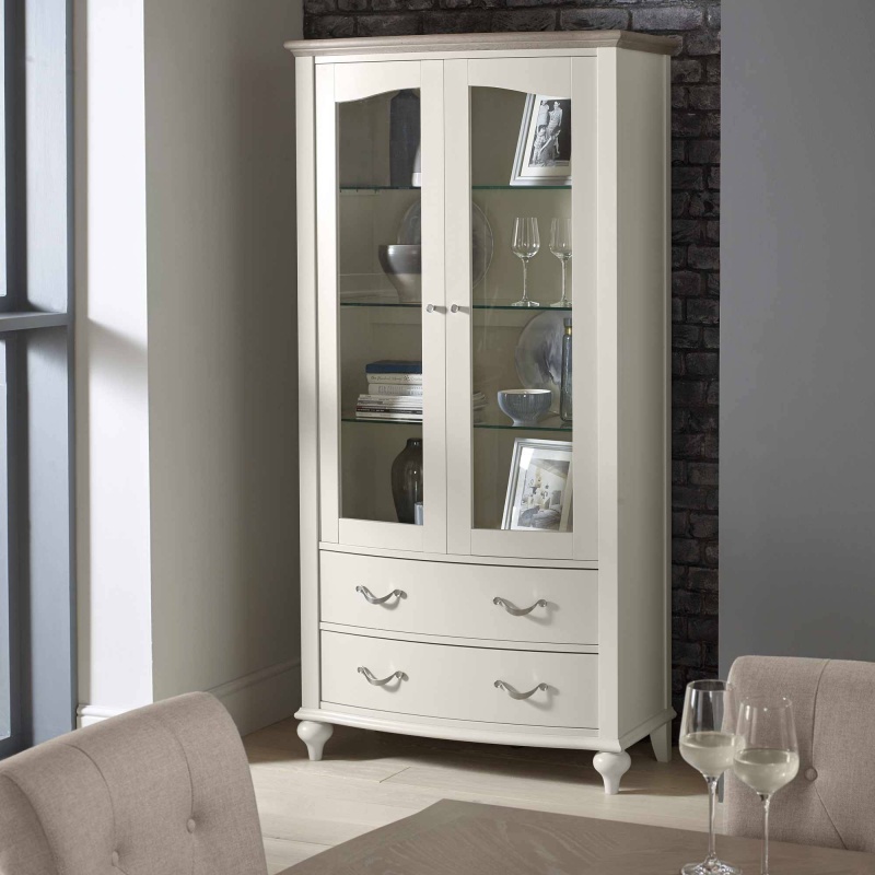 Bentley Designs Grey Montreal Display Cabinet - Washed Oak And Soft