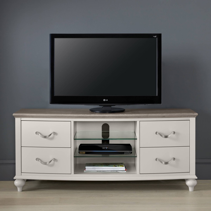 Bentley Designs Grey Montreal Entertainment Unit - Washed Oak And Soft