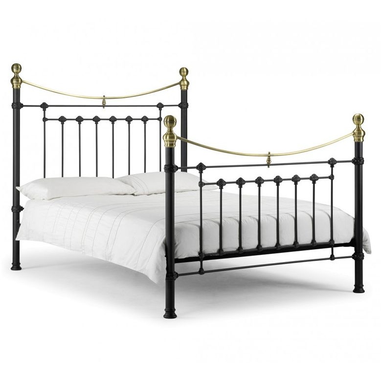 Julian Bowen Black Victoria Bed - Satin And Brass - Double