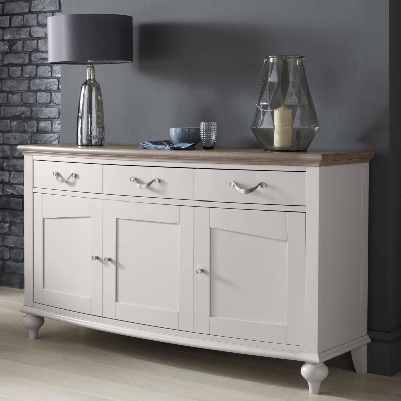 Bentley Designs Grey Montreal Wide Sideboard - Washed Oak And Soft