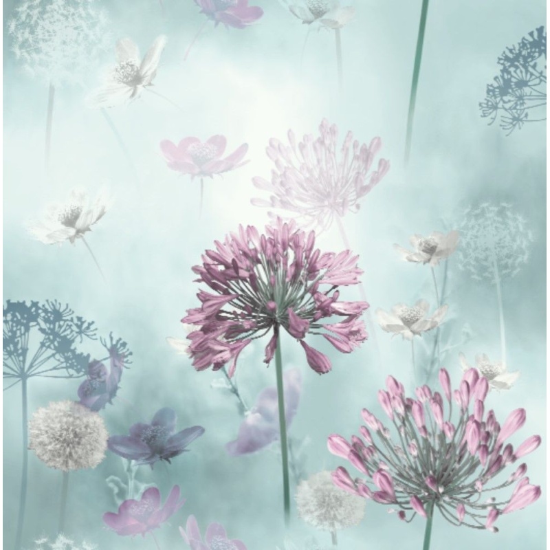 Arthouse White Spring Meadow Duck Egg Wallpaper - Surf