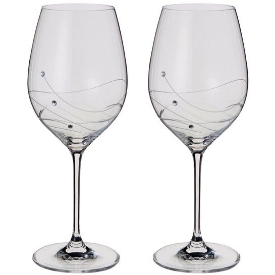 Dartington White Glitz Goblet Wine Glasses Pair