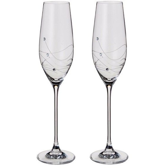 Dartington Glitz Champagne Flute Glasses Pair