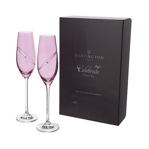 Dartington Pink Celebration Glitz Ruby Champagne Flutes