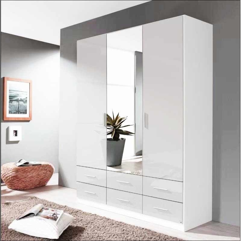 Stuttgart Soft Grey/Alpine White 210cm 3 Door Combination Wardrobe