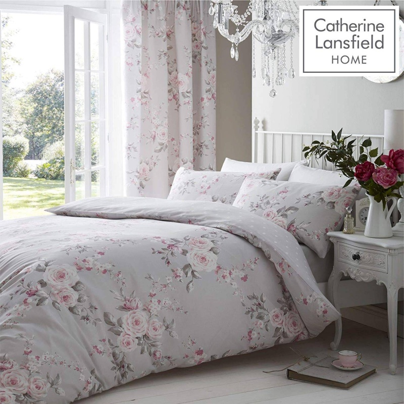 Catherine Lansfield Grey Canterbury Duvet Set - King