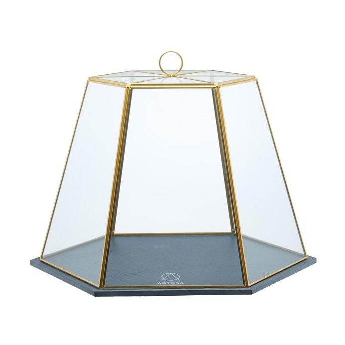 Artesa Slate Serving Cloche Brass