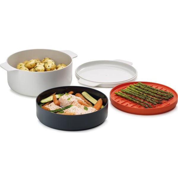 Joseph Joseph M Cuisine 4 Piece Stackable Microwave Cooking Set Stone Orange