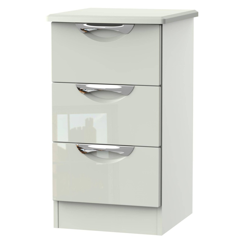 Cambourne Cam001 3 Drawer Narrow Bedside Chest with Kashmir Gloss Fronts and Kashmir Surround