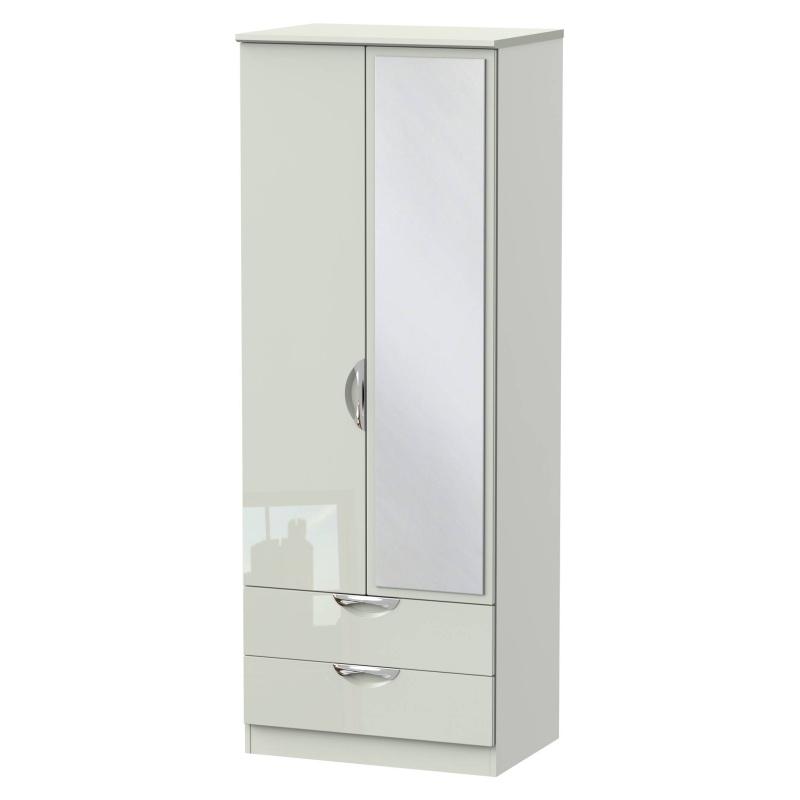 Cambourne Cam082 Tall Double Gents Wardrobe & Mirror Door with Kashmir Gloss Fronts & Kashmir Surrou