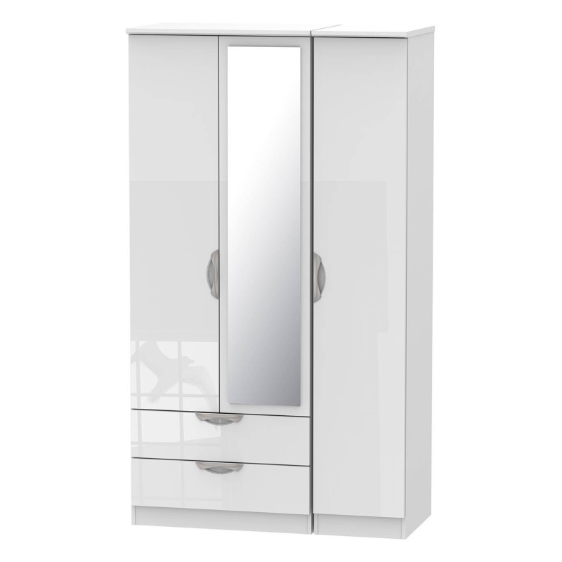Black triple wardrobe with mirror discount