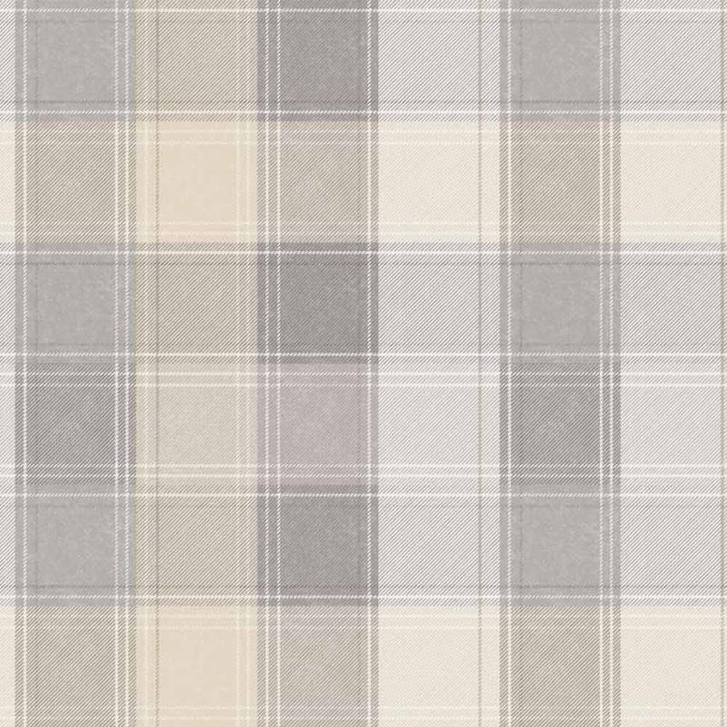 Arthouse Grey Country Check Wallpaper - Dove