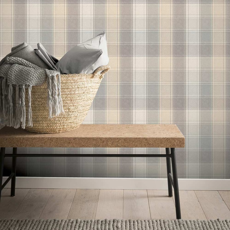 Photos - Wallpaper Arthouse Country Check Grey - Dove Grey 901902