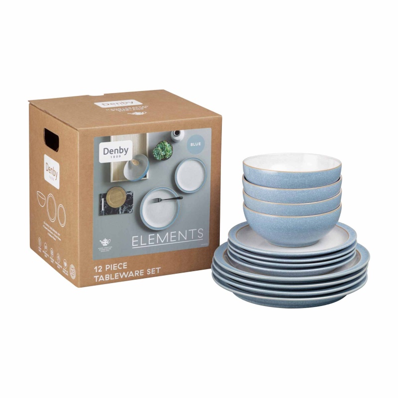 Denby Elements Blue 12 pc Dinner Set