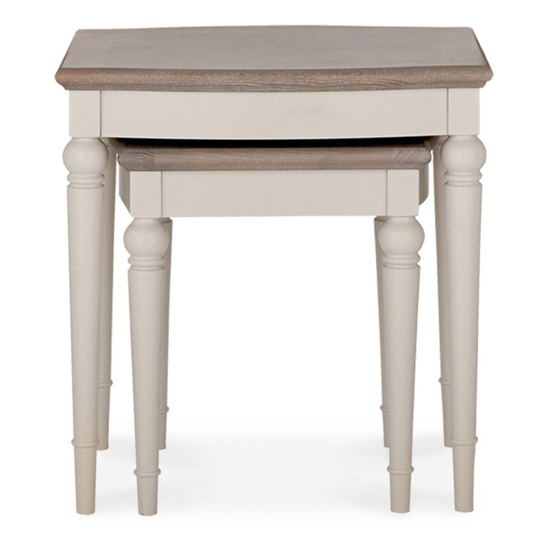 Bentley Designs Grey Montreal Nest Of Tables - Washed Oak And Soft