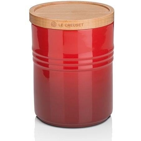 Le Creuset Cerise Medium Storage Jar With Wood Lid