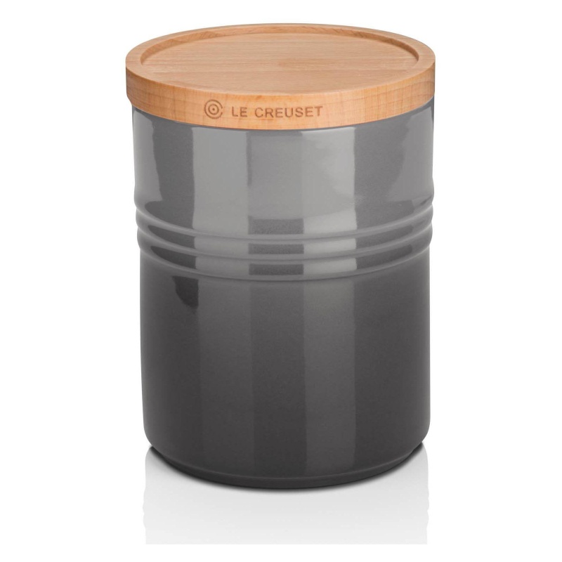 Le Creuset Flint Medium Storage Jar With Wood Lid