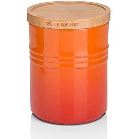 Le Creuset Volcanic Medium Storage Jar With Wood Lid