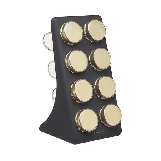 Masterclass 8 Jar Spice Rack Black & Brass