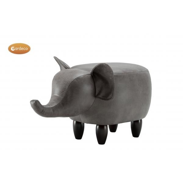 Eliza the Grey Elephant Leatherette Footstool