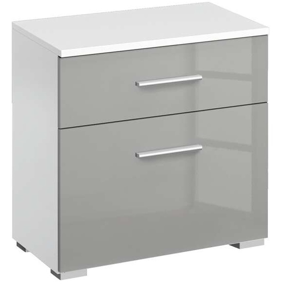 Stuttgart Soft Grey/Alpine White 2 Drawer Bedside Table