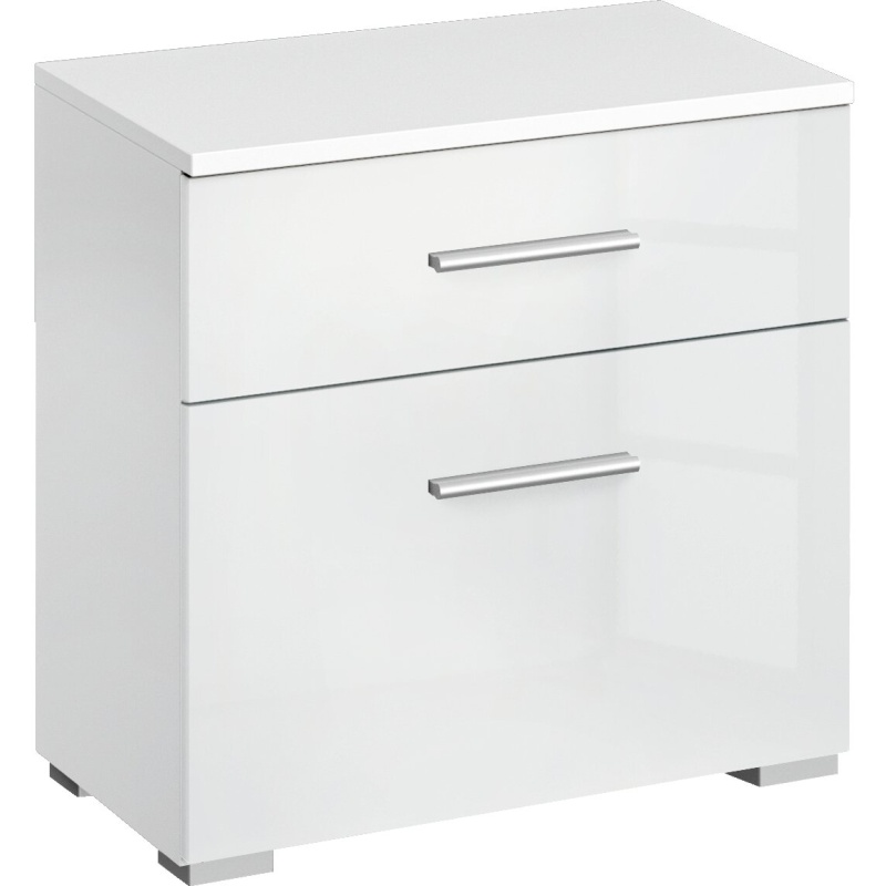 Stuttgart Alpine White/Alpine White 2 Drawer Bedside Table