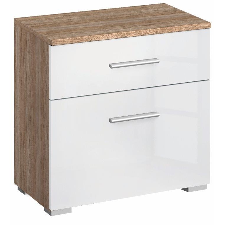 Stuttgart Sanremo Oak/Alpine White 2 Drawer Bedside Table