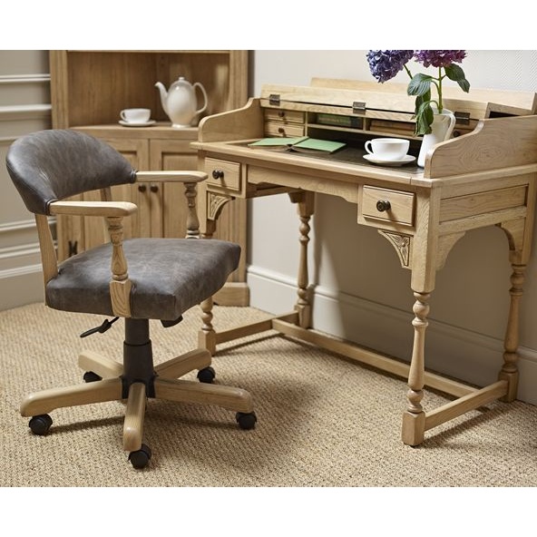 Wood Bros OC3032 Old Charm Captains Office Chair - Moon/Harris Tweed Fabric - Traditional Finish
