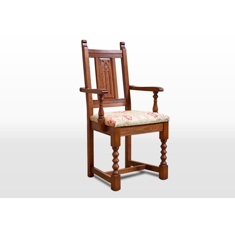 Wood Bros OC2287 Old Charm Carver Chair - Grade T Leather - Classic Finish