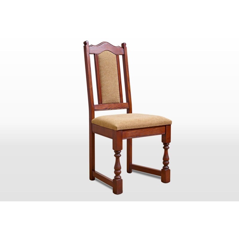 Wood Bros Old Charm Dining Chair - Moon/Herringbone Tweed Fabric (Oc2067)