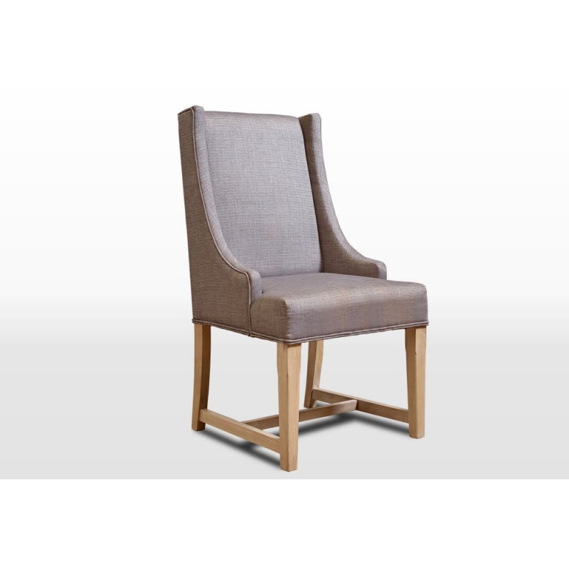 Wood Bros Old Charm Upholstered Dining Chair - Moon/Herringbone Tweed Fabric (Oc3063)