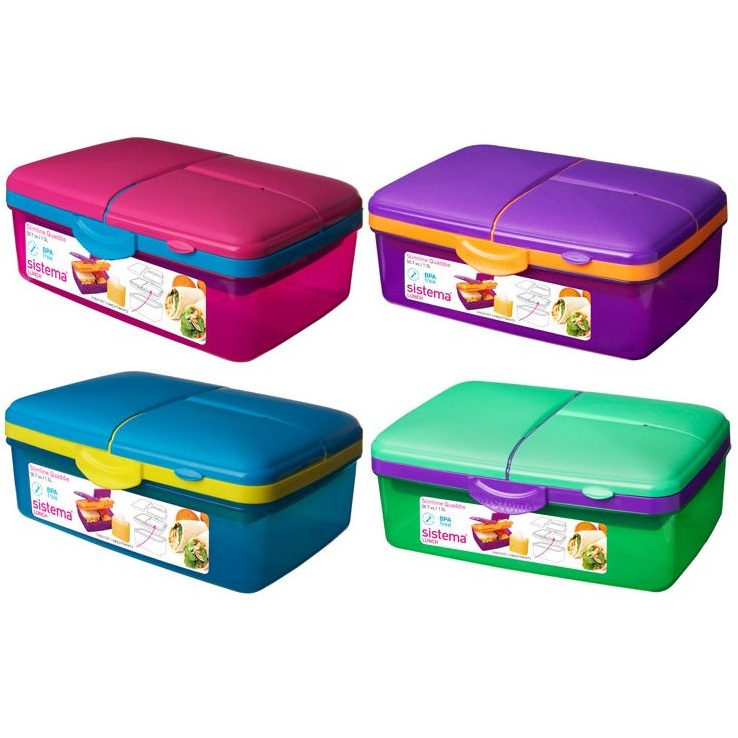 Sistema 1.5L Slimline Quaddie Coloured Lunch Box