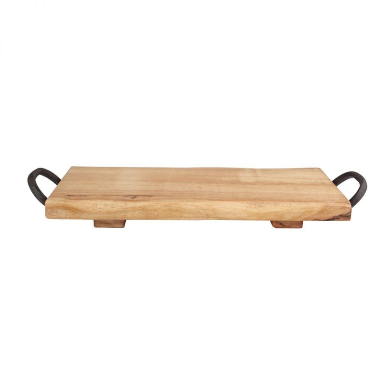 T&G Rustic Hevea Board W/Cast Iron Handles