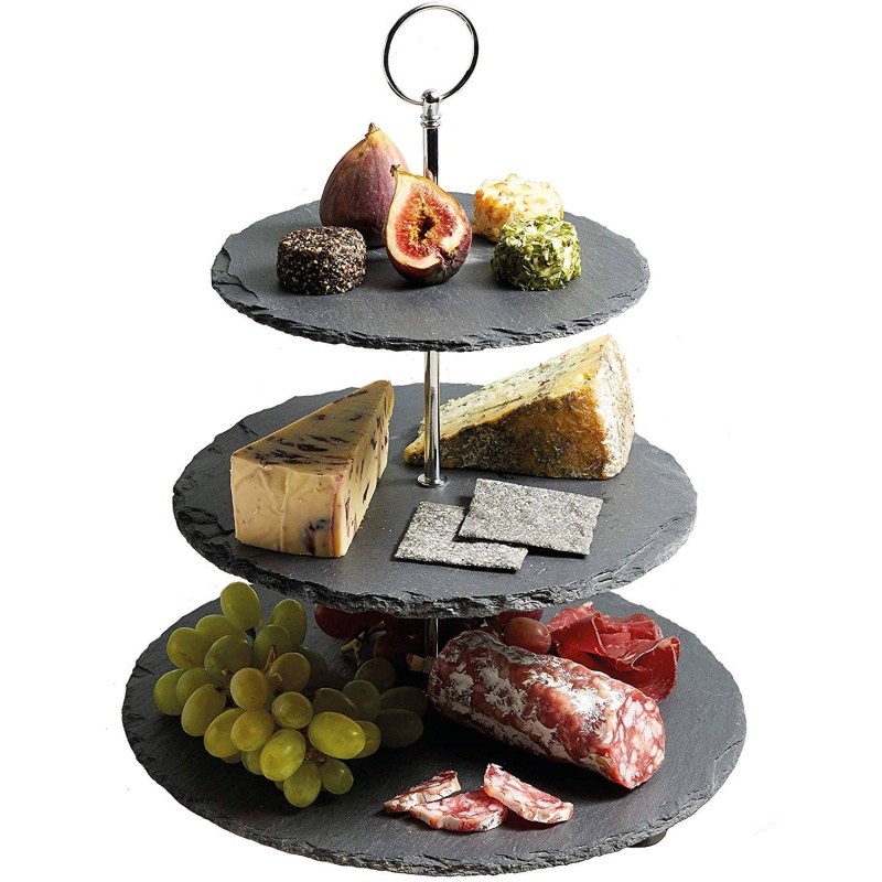 Artesa Grey Three Tier Slate Serving Stand
