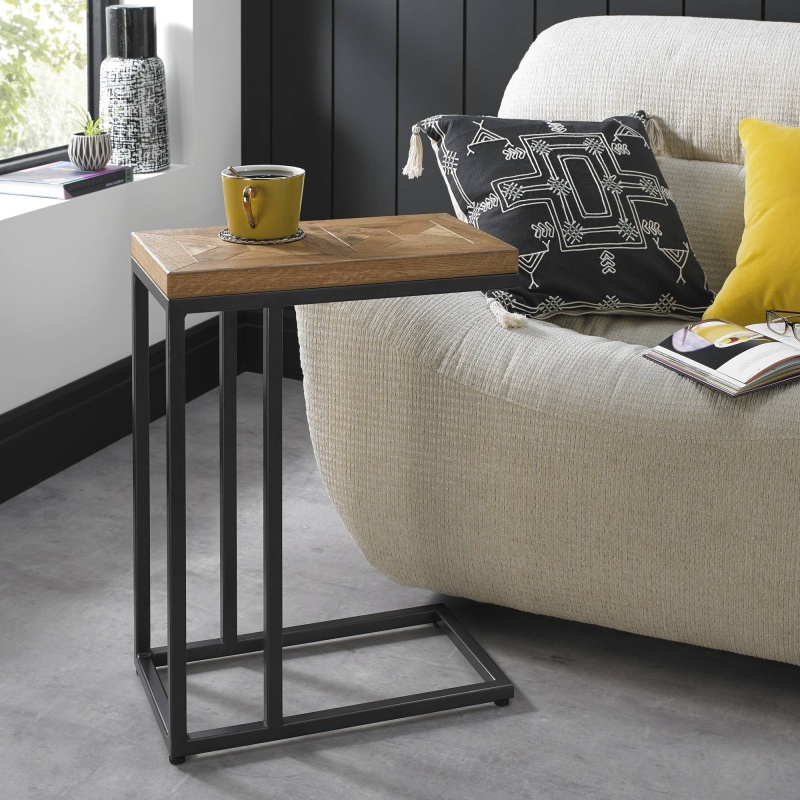 Bentley Designs Black/Grain/Grey Vancouver Rustic Oak Rectangular Sofa Table