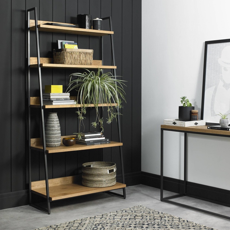 Bentley Designs Grain/Black/Light Vancouver Rustic Oak Open Display Unit
