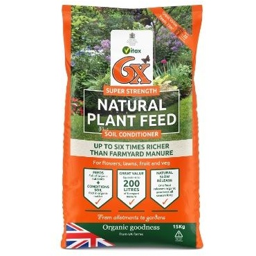 Vitax 6X Fibrous Fertiliser 15Kg Bag