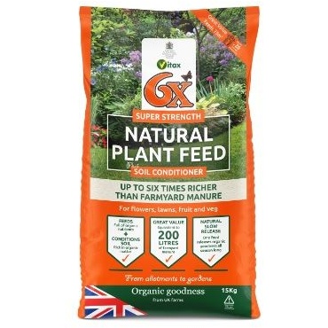 Vitax 6X Fibrous Fertiliser 15Kg Bag