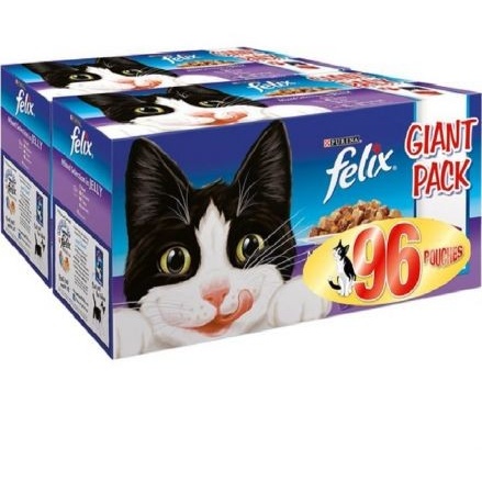 Felix Mixed Jelly Pouch Selection 96x100g Pack Cat Food