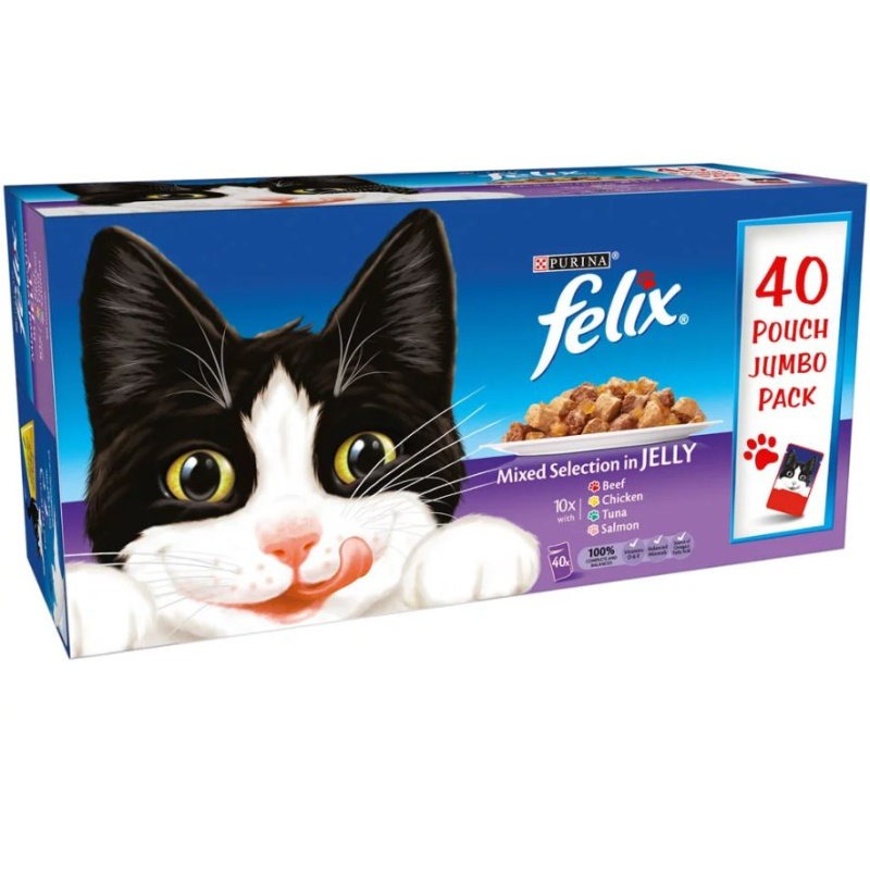 Felix Pouches Mixed Variety 40x100g Pack Cat Food