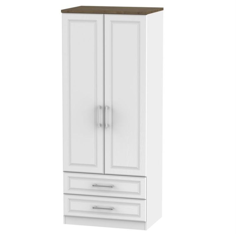 Kent 2 Door 2 Drawer Wardrobe - White Ash & Oak
