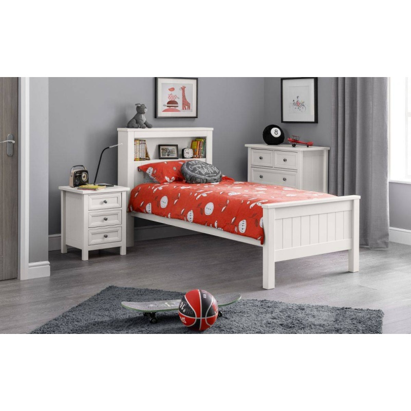 Julian Bowen White Maine Bookcase Bed 90Cm Single - Surf