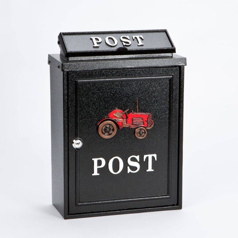 Harewood Black Red Tractor Post Box